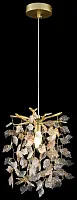 Светильник подвесной 184-406-01 Velante прозрачный 1 лампа, основание матовое золото в стиле флористика современный ветви