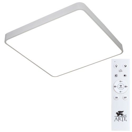 Светильник потолочный LED с пультом Scena A2669PL-1WH Arte Lamp белый 1 лампа, основание белое в стиле хай-тек с пультом квадраты