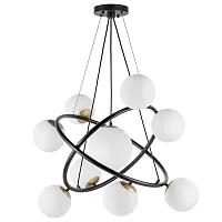 Люстра подвесная Croco 815397 Lightstar белая на 9 ламп, основание чёрное в стиле современный арт-деко молекула шар