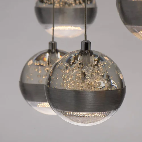 Светильник подвесной LED с пультом Капелия 730010209 MW-Light серебряный 9 ламп, основание серебряное в стиле современный каскад шар фото 9