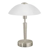 Настольная лампа SOLO 1 85104 Eglo белая 1 лампа, основание никель серое металл в стиле современный 