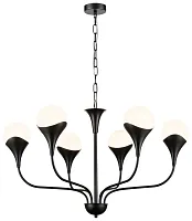 Люстра подвесная 361-023-06 Velante белая на 6 ламп, основание чёрное в стиле современный 