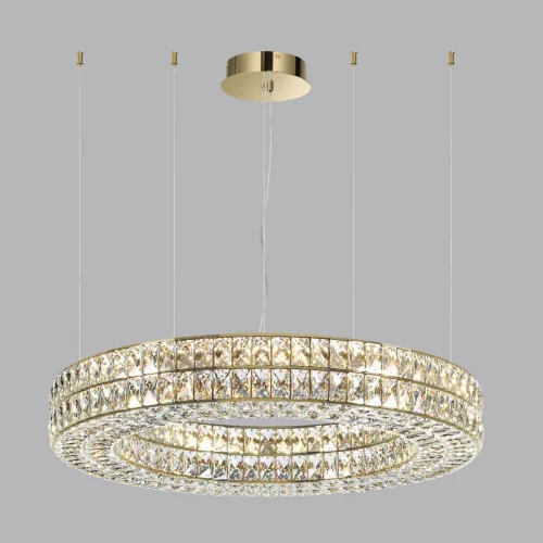 Люстра подвесная LED Panta 4926/85L Odeon Light прозрачная на 1 лампа, основание золотое в стиле современный кольца фото 5