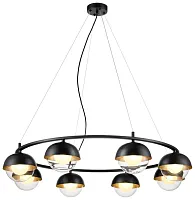 Люстра подвесная 359-023-08 Velante прозрачная на 8 ламп, основание чёрное в стиле современный 