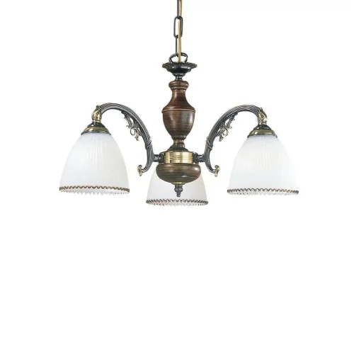 Люстра подвесная  L 3800/3 Reccagni Angelo белая на 3 лампы, основание бронзовое коричневое в стиле кантри классический 
