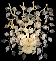 Бра 184-401-02 Velante прозрачный 2 лампы, основание матовое золото в стиле флористика современный ветви