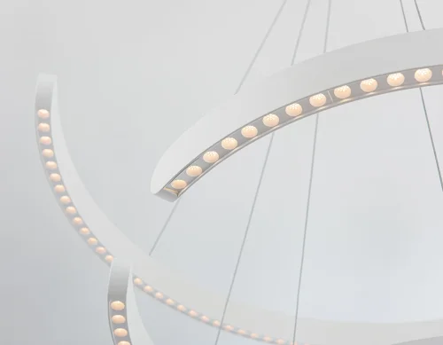 Люстра подвесная LED FL5887 Ambrella light белая на 1 лампа, основание белое в стиле современный хай-тек кольца фото 7