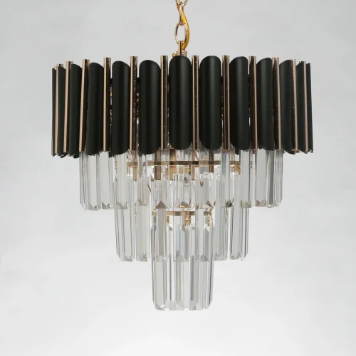 Люстра подвесная Бриз 111014205 DeMarkt прозрачная чёрная на 5 ламп, основание золотое в стиле классический  фото 3