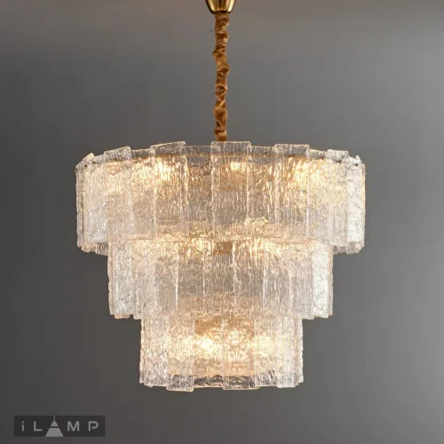 Люстра подвесная Manhattan P6315-D800 BR iLamp прозрачная на 18 ламп, основание латунь в стиле классический  фото 4
