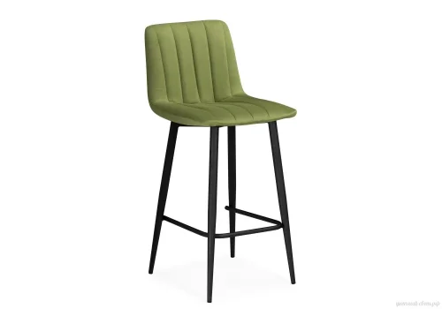 Полубарный стул Дани зеленый / черный 576462 Woodville, зелёный/велюр, ножки/металл/чёрный, размеры - ****420*480